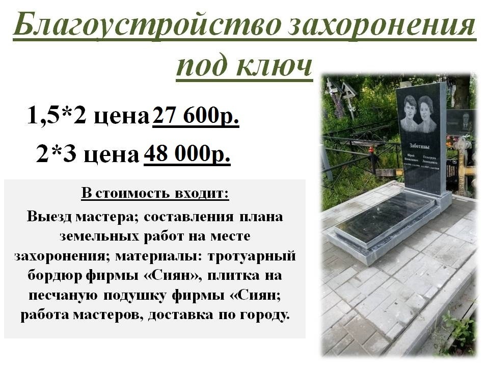 Благоустройство могилы плиткой "Сиян"на песок на кладбище Ярославль