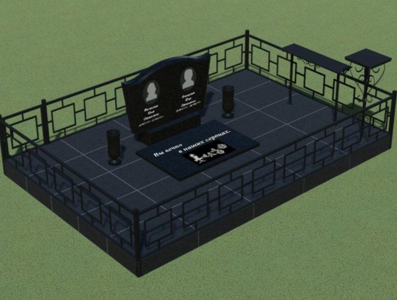 Макет благоустройство захоронение гранитом