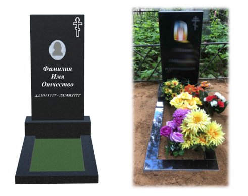 Гранитный памятник с портретом Памятник с металлическим овалом