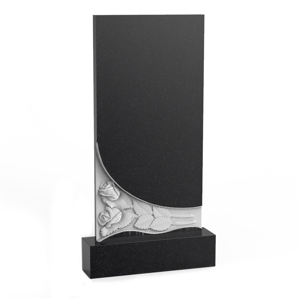 Памятник из гранита прямоугольный, с небольшой резкой