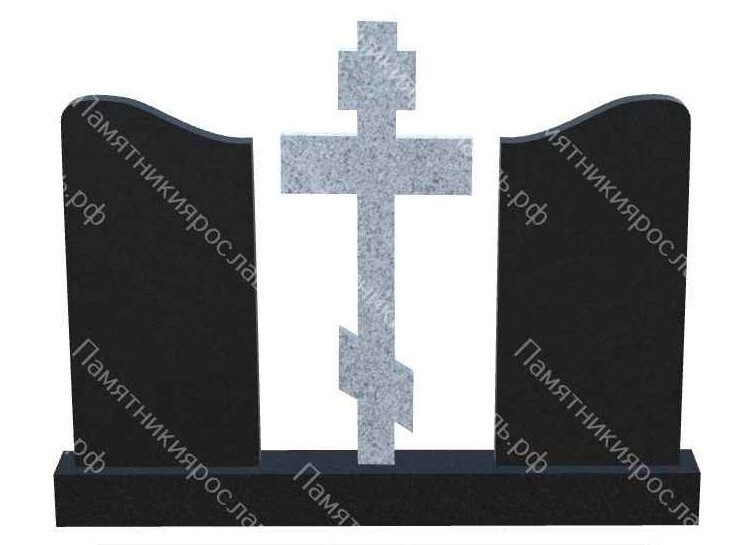 Памятник из двух стел с крестом из мансура